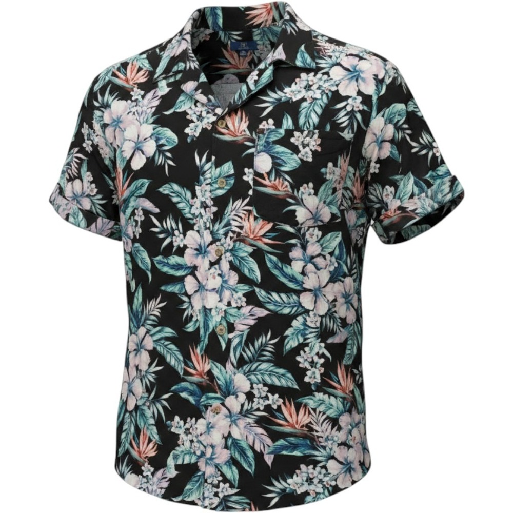 George Caribbean Hawaiian Style Button Down Men's Short Sleeve Shirt‎ Size 2XL